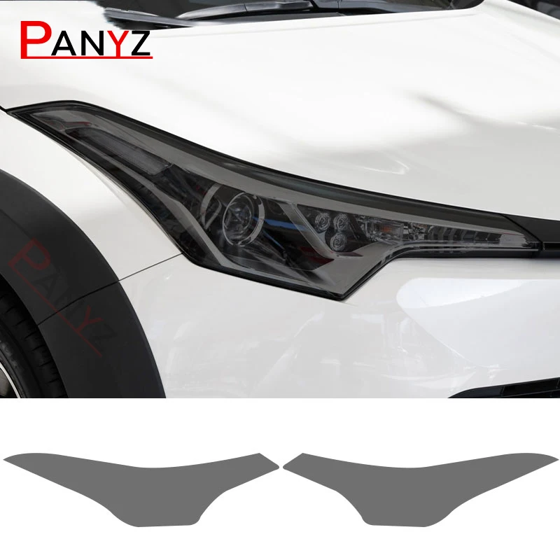 2Pcs Car Headlights Protective Film Headlamps Transparent Smoked Black TPU Sticker Refit For Toyota CHR 2017-2020 GR Sport 2022 1