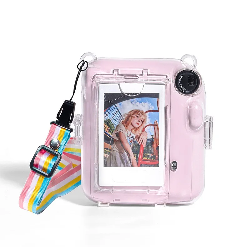 Camera Case For Fujifilm Instax Mini 12 Transparent Camera Case Protective Carry Bag Cover with Shoulder Strap Storage Bag