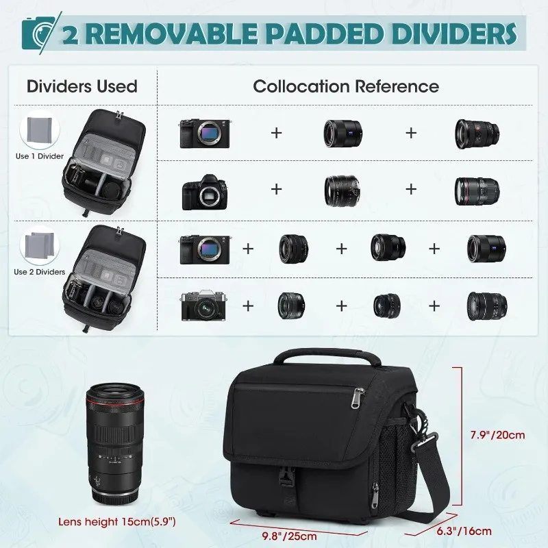 Nuova Borsa Fotografica Compatta, Borsa a Tracolla per Fotocamera SLR, Borsa Obliqua per Fotocamera - immagine 3