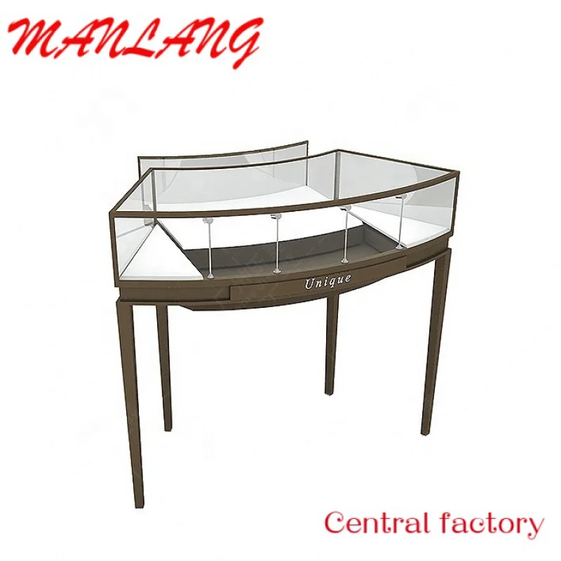 Custom  Multifunctional Showcase Stainless Steel Jewelry Display Wooden Wall Glass Cabinet