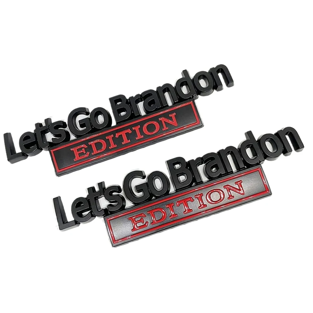 

2 Pieces Red Black Let's Go Brandon EDITION Nameplate Redneck Universal Emblem Car L&R Fender Trunk Door Rear Tailgate Badge