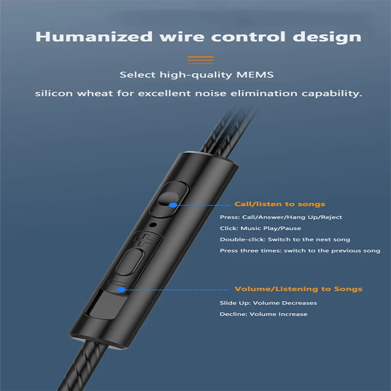 3.5mm In-Ear Earbuds Wired Earphones HIFI Stereo Sound Bass Sports Headphones Subwoofer Game Headsets for PC Laptop IPhone 5 6