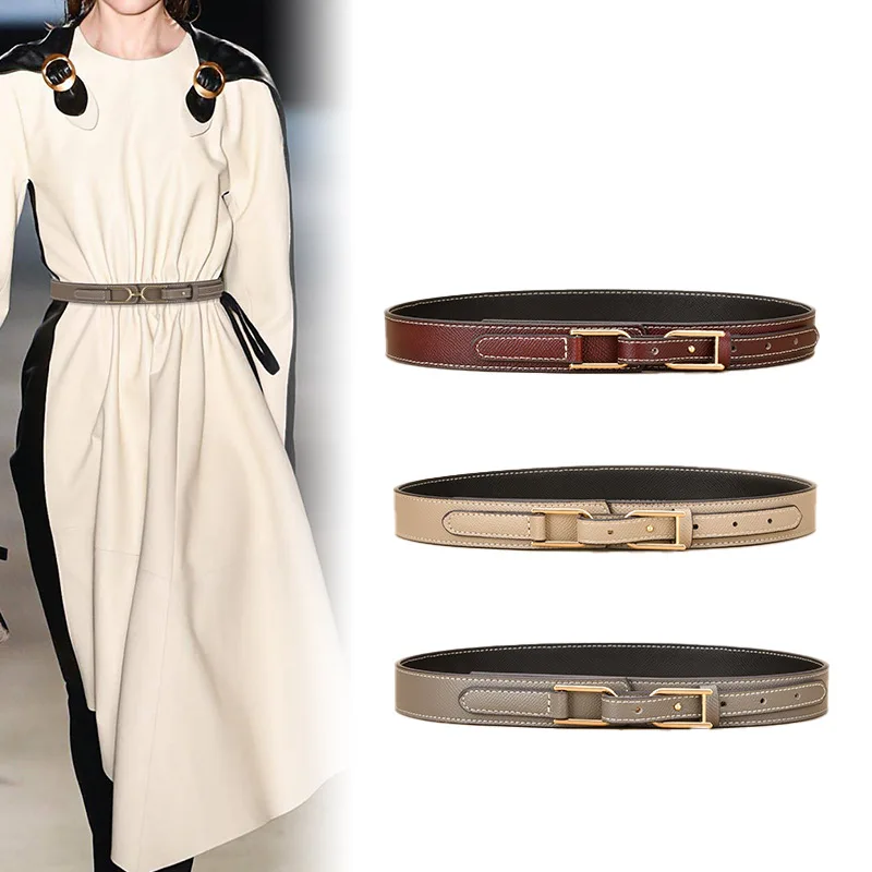 

Women Real Cow Leather Waist Belt Hook Buckle Cinturon Trenzado Hombre Cowhide Multi-color Cinturones Red Blue Purple Women Belt