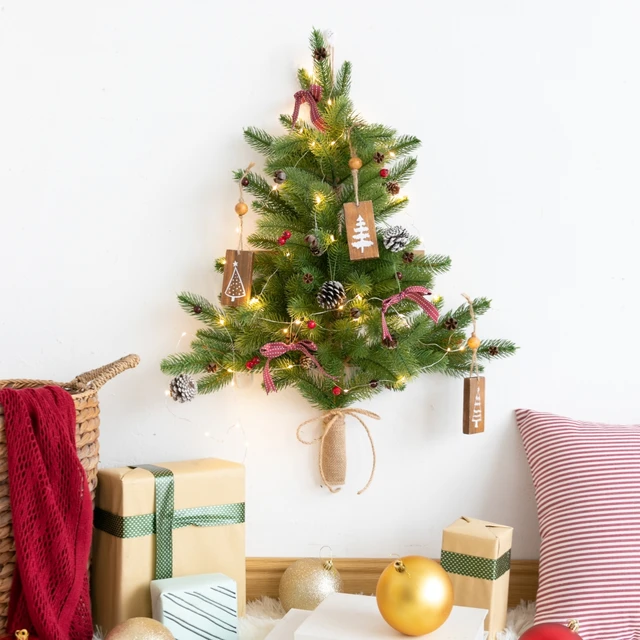 Creative DIY Small Wall Christmas Tree LED light String Door hanging Christmas Decoration Home Scene Layout Party Glowing Decor 1