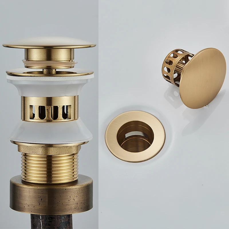 Basin Pop-up Drain Filter Brass Bathroom Strainer Bounce Core Bath Stopper Shower Filters Catcher Kitchen Sink Drain Accessories