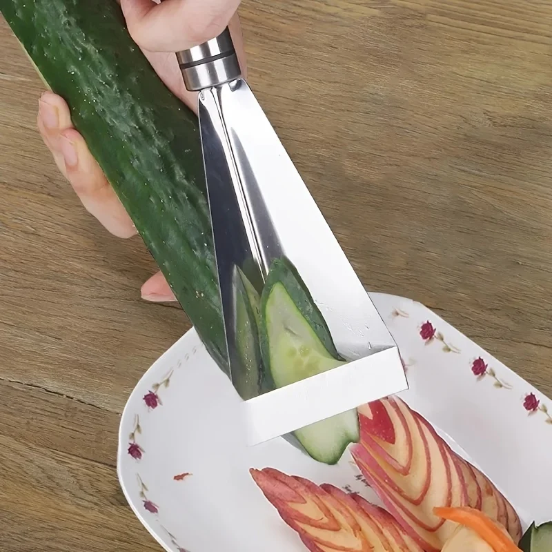 Stainless Steel Fruit and Vegetable Slicer Apple Shaper Carving Knife Cucumber Disc Pattern Cutter