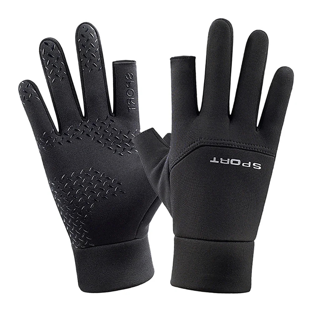 Winter Fishing Gloves 1Pair Women Men Universal Keep Warm Fishing Protection Anti-slip Gloves 2 Cut Fingers Outdoor Angling fishing gloves