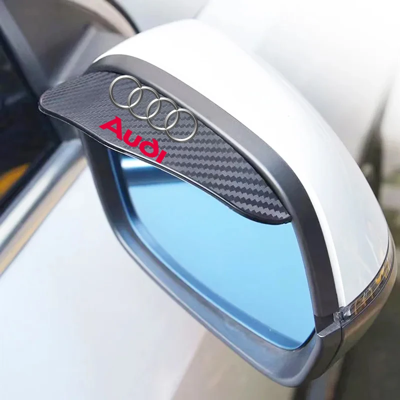 2Pcs Carbon Fiber Car Rearview Mirror Eyebrow Rain Cover For Audi A4 B5 B6 B7 8P 8V 8L A5 C7 4F A8 Q2 Q7 RS3 RS4 RS5 RS6 TT 4L