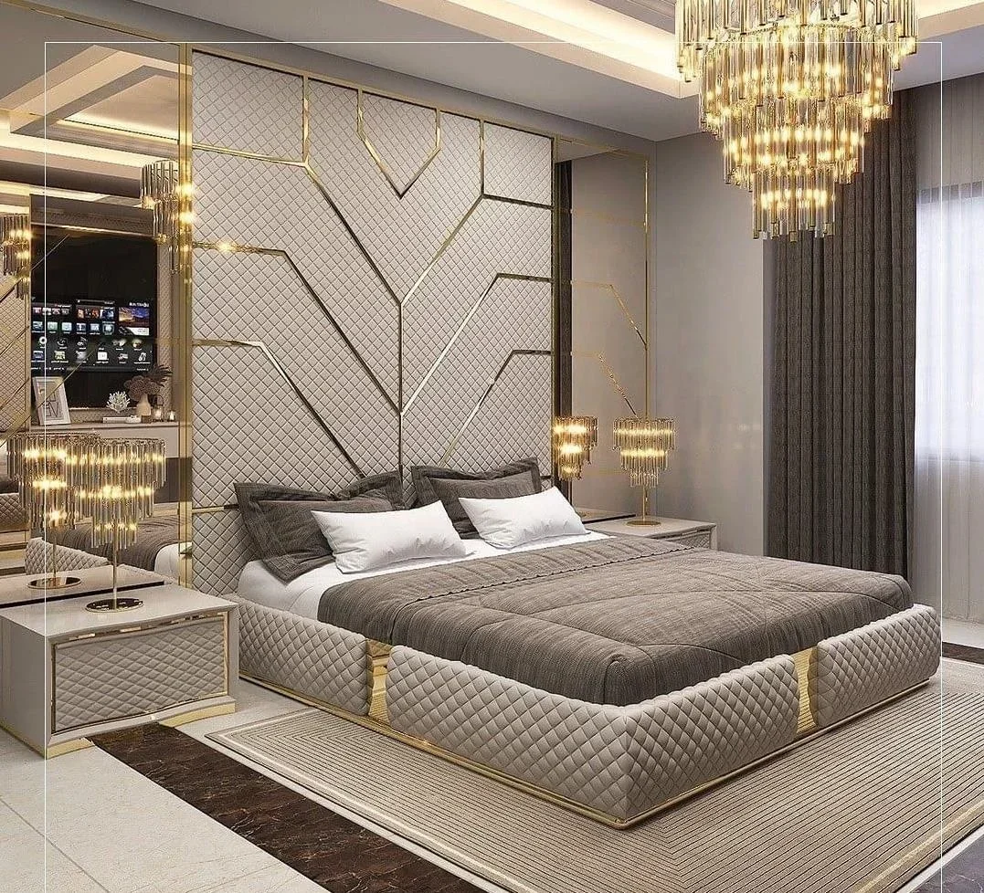 

New 2024 Luxury Bedroom Furniture Microfiber Leather Bed King Size Frame Modern Bed Frame Bedroom Luxury Bed Modern Bedrooms