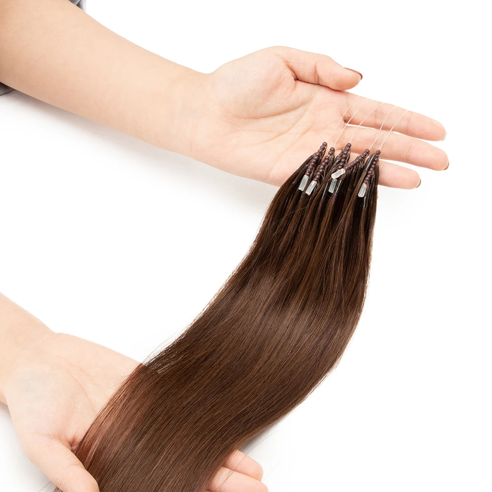 8D Micro Link Hair Extensions Human Hair Nano Rings With Fish Line Extension Invisible Mechine Remy 0.6g/pcs 50strands/pack