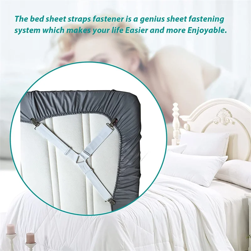4 Pcs Bed Sheet Holders Adjustable Elastic Mattress Cover Corner Holder Clip Bed Grippers Suspender Fasteners Straps bed sheet holder bed sheet clips sheet clips