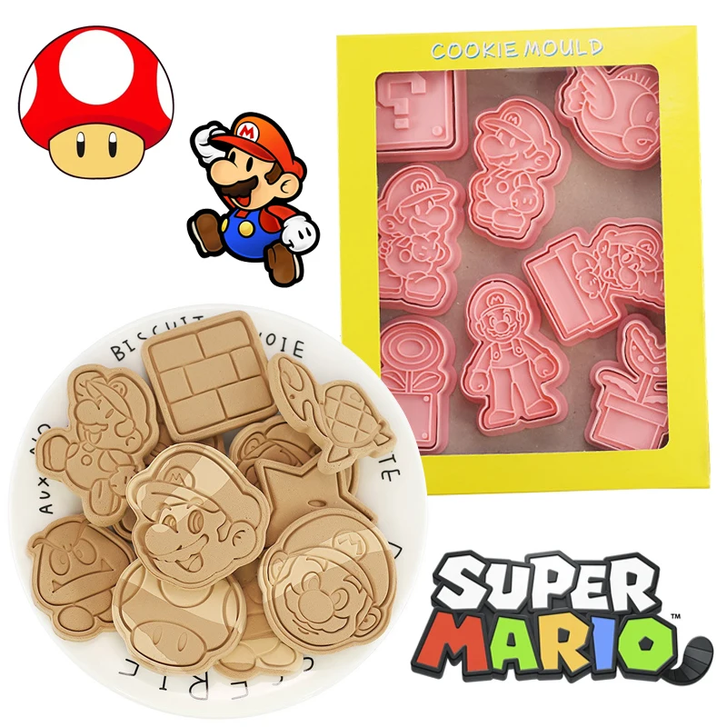 8Pcs Super Mario Bros Cake Mold 3D Cartoon Cute Anime Stampo In Silicone Fai Da Te Fatto A Mano Pasticceria Al Cioccolato Decorazione Della Torta Stru