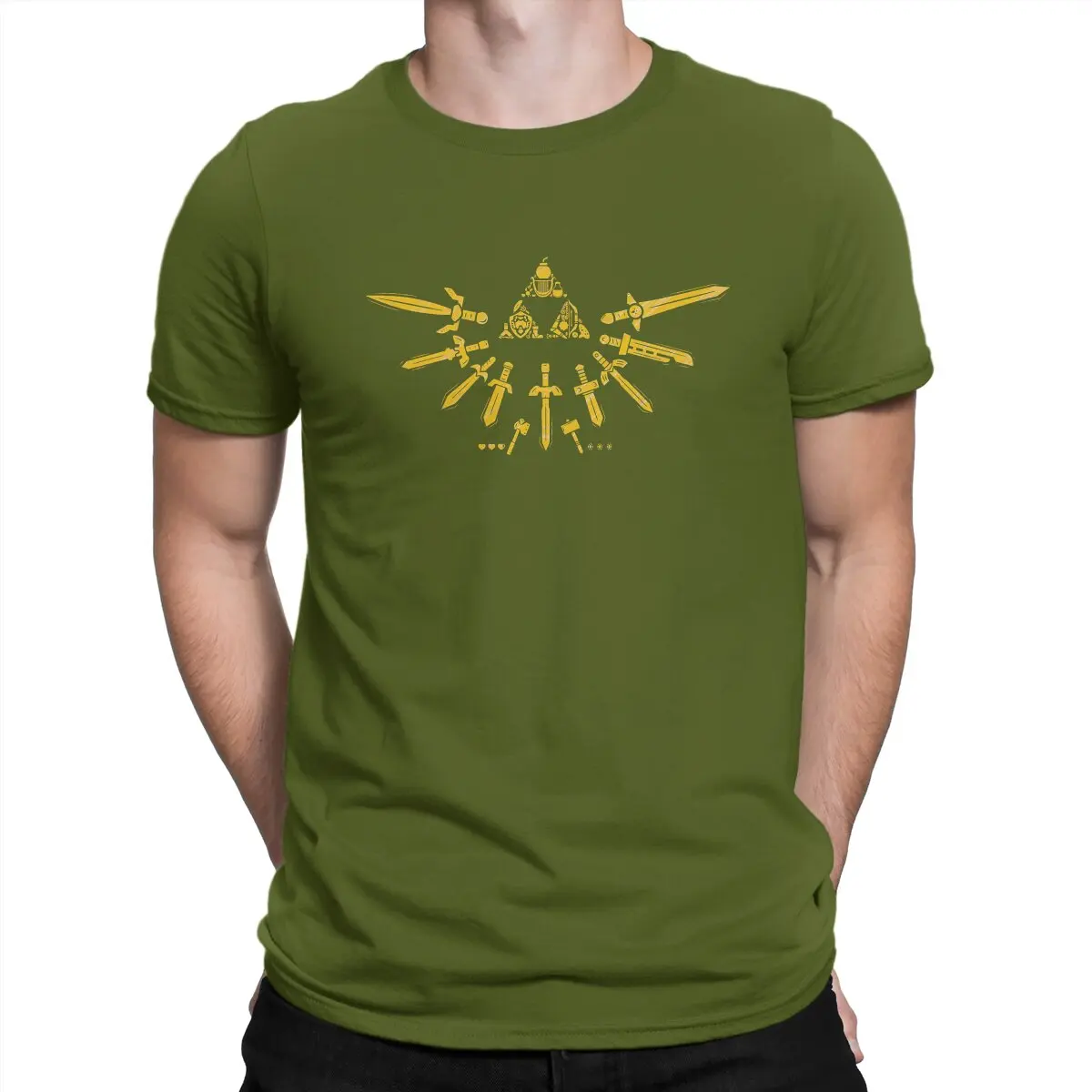 thumbnail image 1 of Camiseta creativa Z-Zelda para hombre, Triforce, cuello redondo, algodón puro, personalizable, regalos de cumpleaños, ropa de calle, 1 of 7