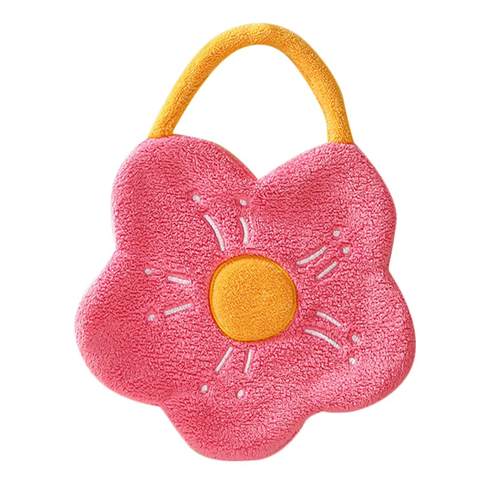 

Hand Towels Cute Bathroom Coral Fleece Hanging Kitchen Cartoon Dry Skin-friendly