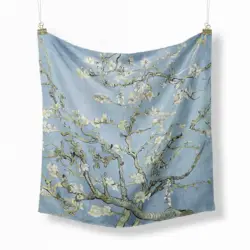 Flower Oil Painting 2023 New Spring Winter Silk Scarf Men Luxury Brand Designer Fashion Scarves Plaid for Women Scarf