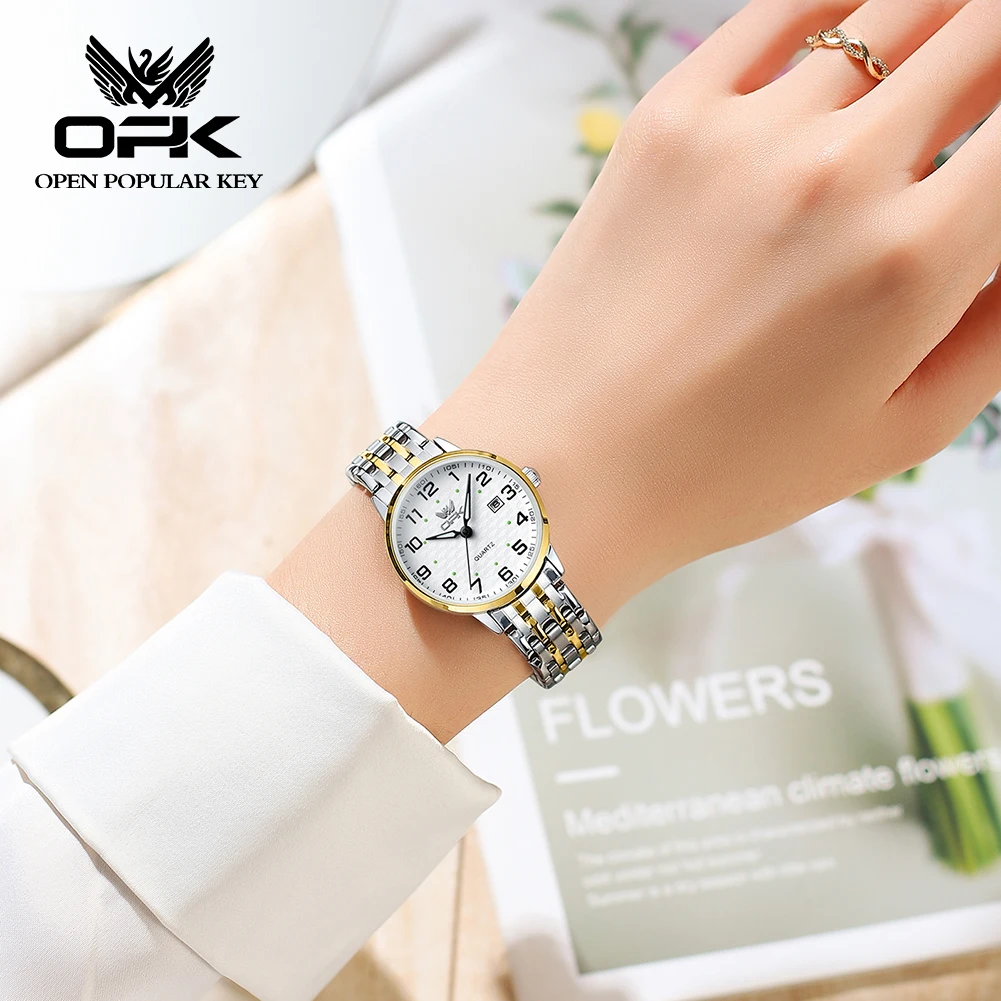 OPK Original Women Watches Top Luxury Waterproof Stainless Steel Dual Color Watch Elegant Dress Ladies Wristwatches Reloj Mujer 3