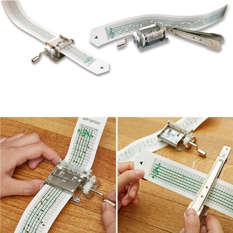 15Note DIY Hand Crank Music Box Movement Handheld DIY Music Device Paper Tapes Personalize Your Own Song Easy to Use 4