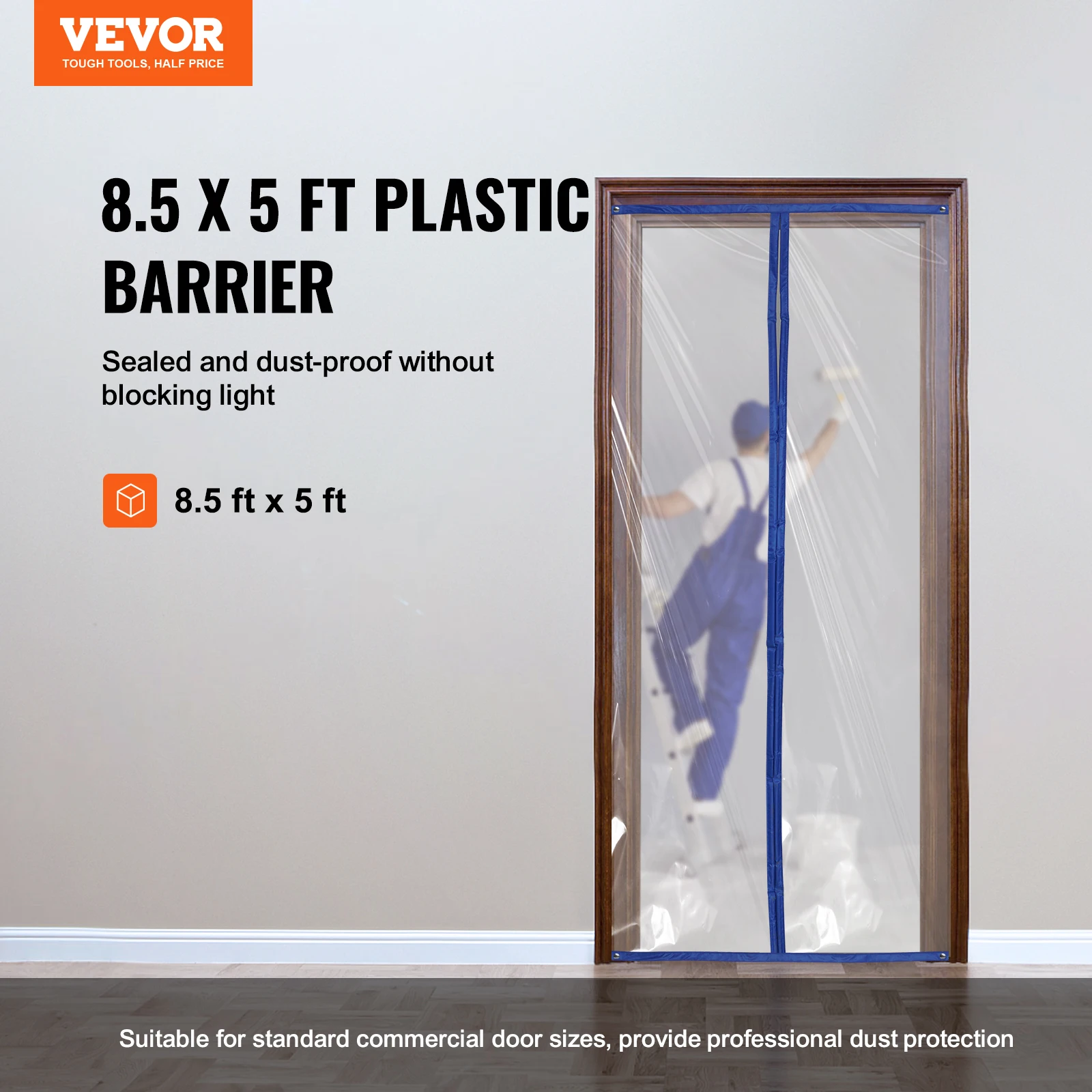 7.5 8.5 13.2ft Reusable Dust Barrier Dust Barrier Door Kit Magnetic Self-Closing Zipper PE Construction Door Cover