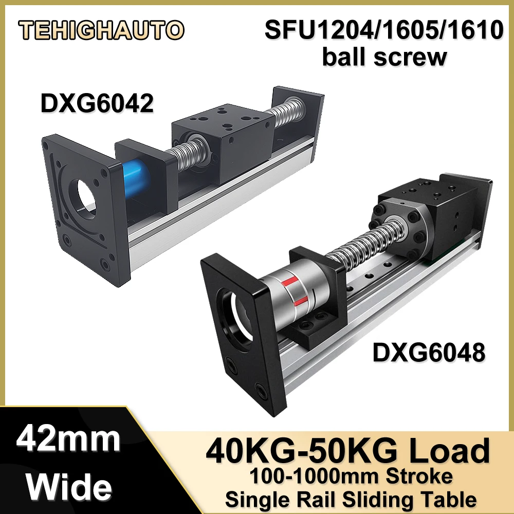 โต๊ะเลื่อน CNC ขนาด 42 มม. SFU1204/1605/1610 รางเลื่อนแบบเส้นตรง ระบบนำทางเชิงเส้นแบบรางเดี่ยว แกน XYZ สำหรับเครื่องพิมพ์ 3 มิติ แบบสกรูบอล 1
