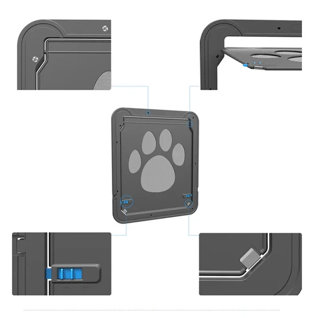 Dog Screen Door Lockable Pet Screen Door, Magnetic Self-Closing Screen Door with Locking Function, Sturdy Screen Door for Dogs 4