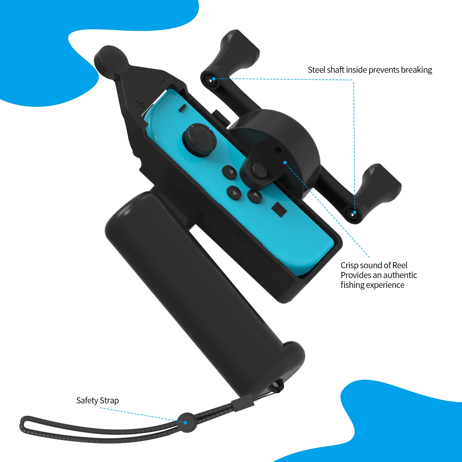 The Body Sense Fishing Rod Game Accessories for Aquarium Fishing Games，Used for Nintendo Switch OLED Left and Right Handles