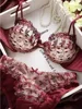 Sexy Ultra-Thin Red Lace Bra Set | Plus Size Minimizer Full Bust Underwear| Zodiac Year Women's Lingerie|Slimming Push-Up Design