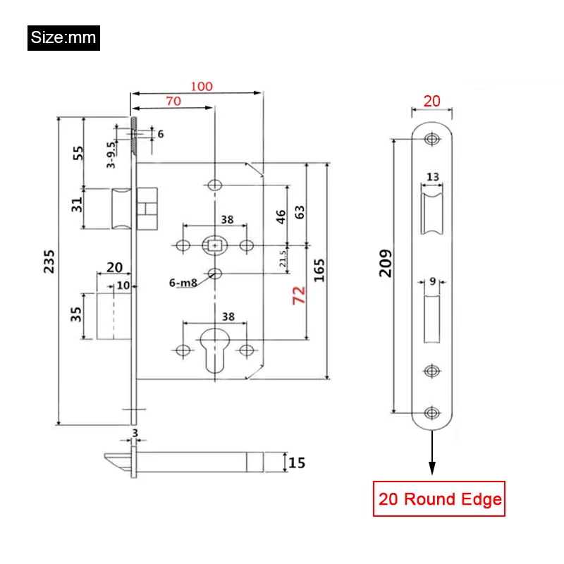 20mm Round Edge