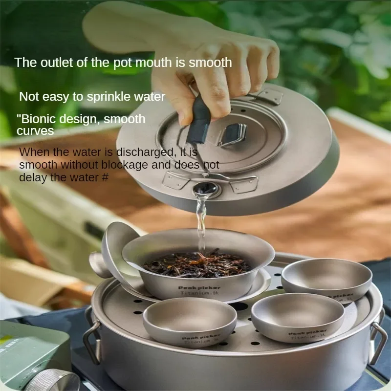 Tea Set 150-200ml Pure Titanium High Temperature Resistant Travel Portable Kettle Mini Car Tea Maker Outdoor Mini Maker