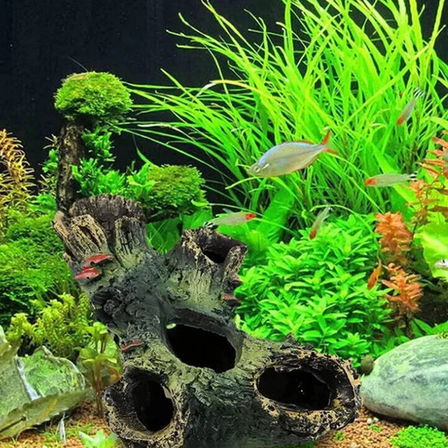 Aquarium Tree Trunk Decoration Resin for Fish Tank, Natural Appearance for Hiding Shrimp and Fish Landscape Rock 4