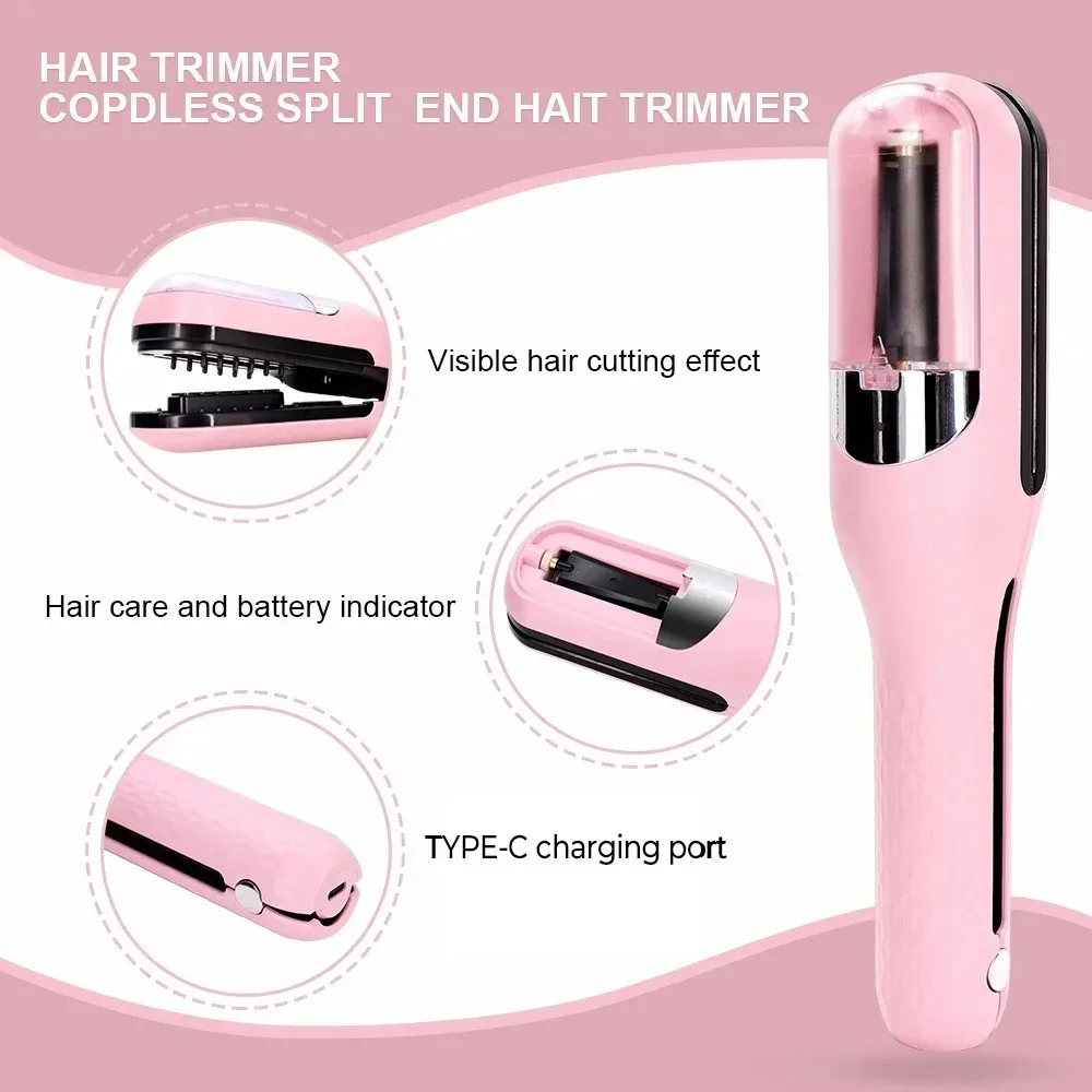 Rechargeable Cordless Split Hair Trimmer, Hair Split Ends Trimmer, Remover Damaged Hair, Repair Hair Care TreatmentColor 3
