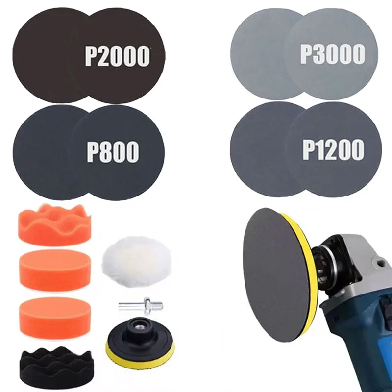 Circular Sandpaper Polishing Pad Car Headlight Polishing Kit 75mm Abrasive Paper Sanding Disc 800 1000 1200 2000 3000 Grit,sanding discs,sandpaper set,polish sand paper,sandpaper tools,mini sandpaper kit,sander pads