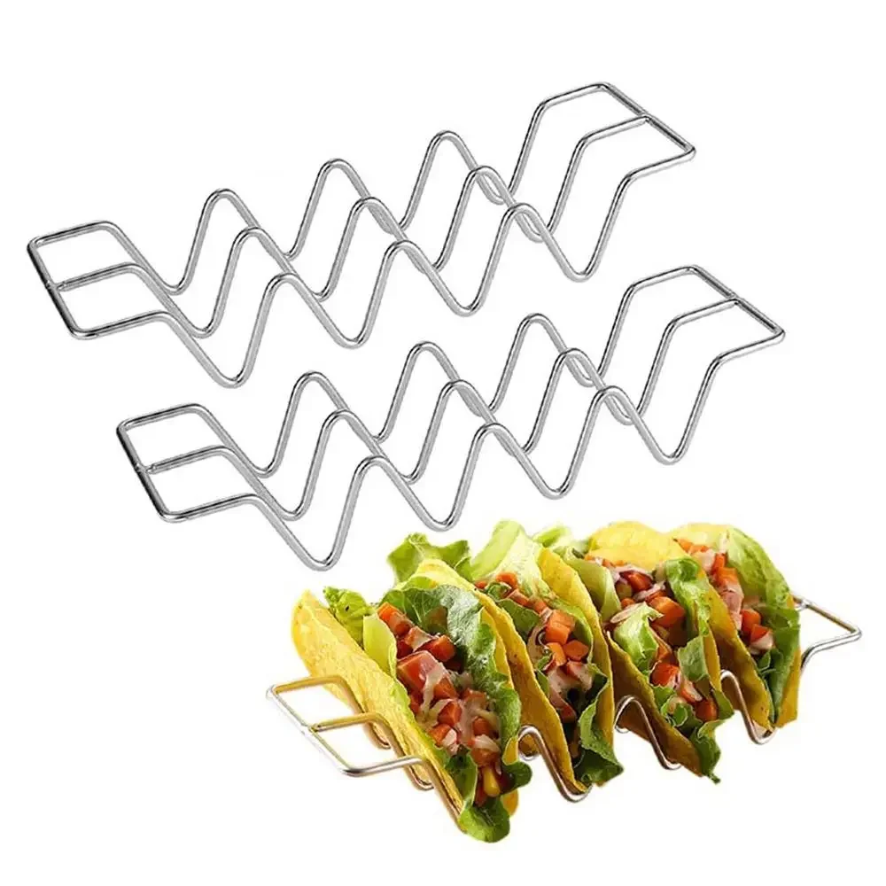 

Stainless Steel Taco Holder Mexican Pizza Roll Shelf Burrito Potato Chips Rack Shells Taco Rack Creative Tableware Pancake Stand