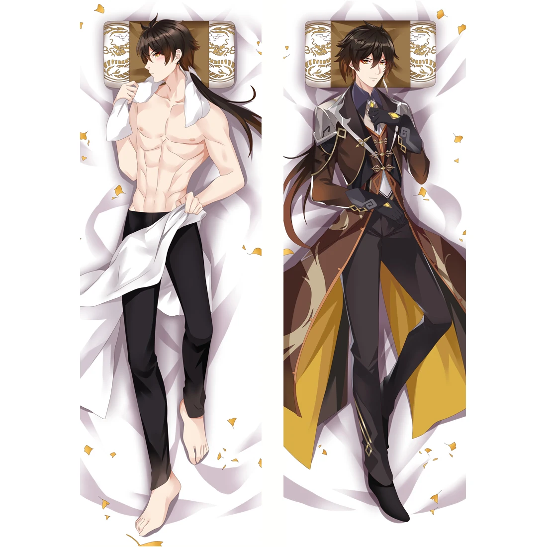 

50x180cm Game Genshin Impact Zhong Li Dakimakura Pillow Case Male Zhongli Printed Otaku Hugging Body Throw Cushion Pillow Case