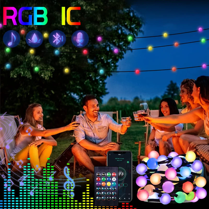 

5/10m Christmas Lights Ball Bulb Usb String Lights Color Changing Fairy Lights With Remote Ip44 Waterproof Outdoor Lighting Tree