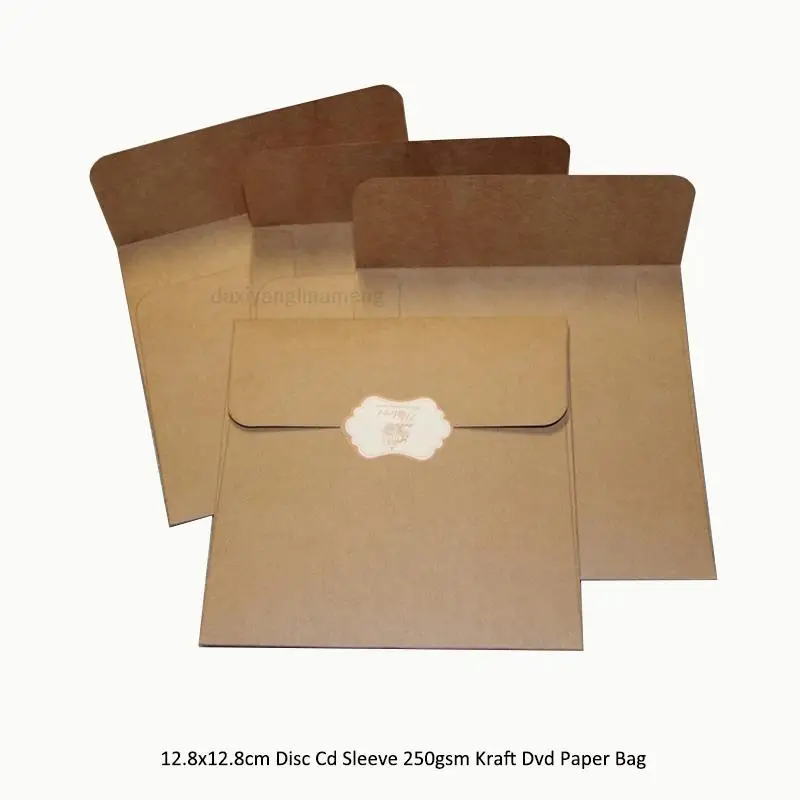 

New Free Shipping 100pcs 12.8x12.8cm Disc Sleeve 250gsm Kraft Dvd Paper Bag Cover Packaging Envelopes Packing Wedding Party