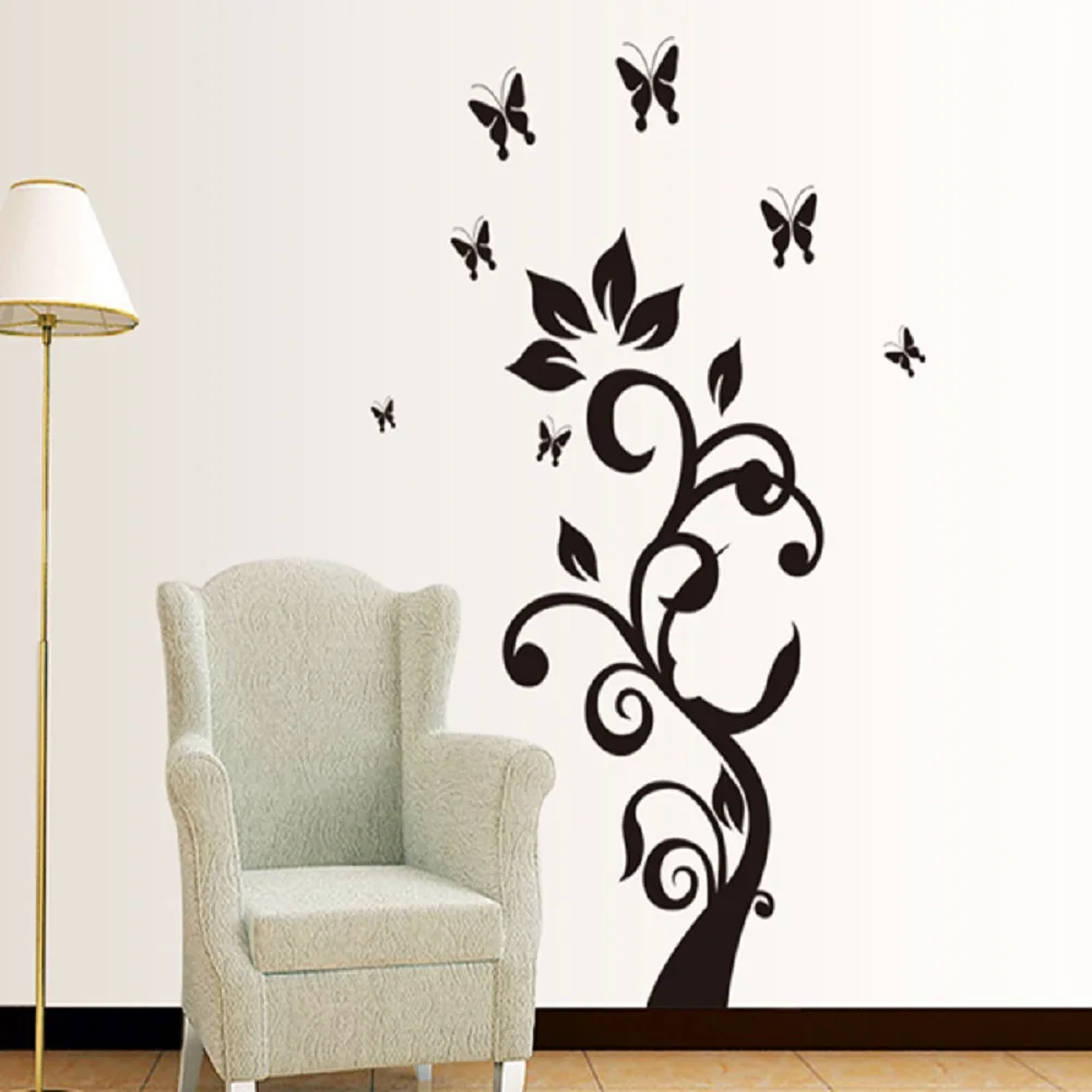 

The New Black Butterfly Rattan Flower Sitting Room Bedroom Home Decoration Wall Stick