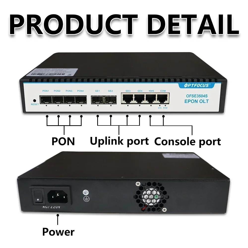 OPTFOCUS EPON OLT 4PON PX20+ 7dB 9dB SFP EPON OLT 1G Compatible with All Brand of ONU 256 Users Free Shipping