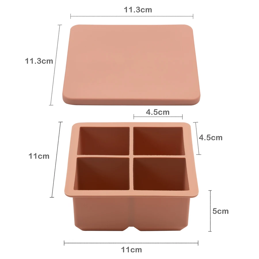 Food Grade Soft Silicone Square Ice Tray Mold Newborn Feeding Bowl Solid Color Fresh Food Container Children's Tableware 4