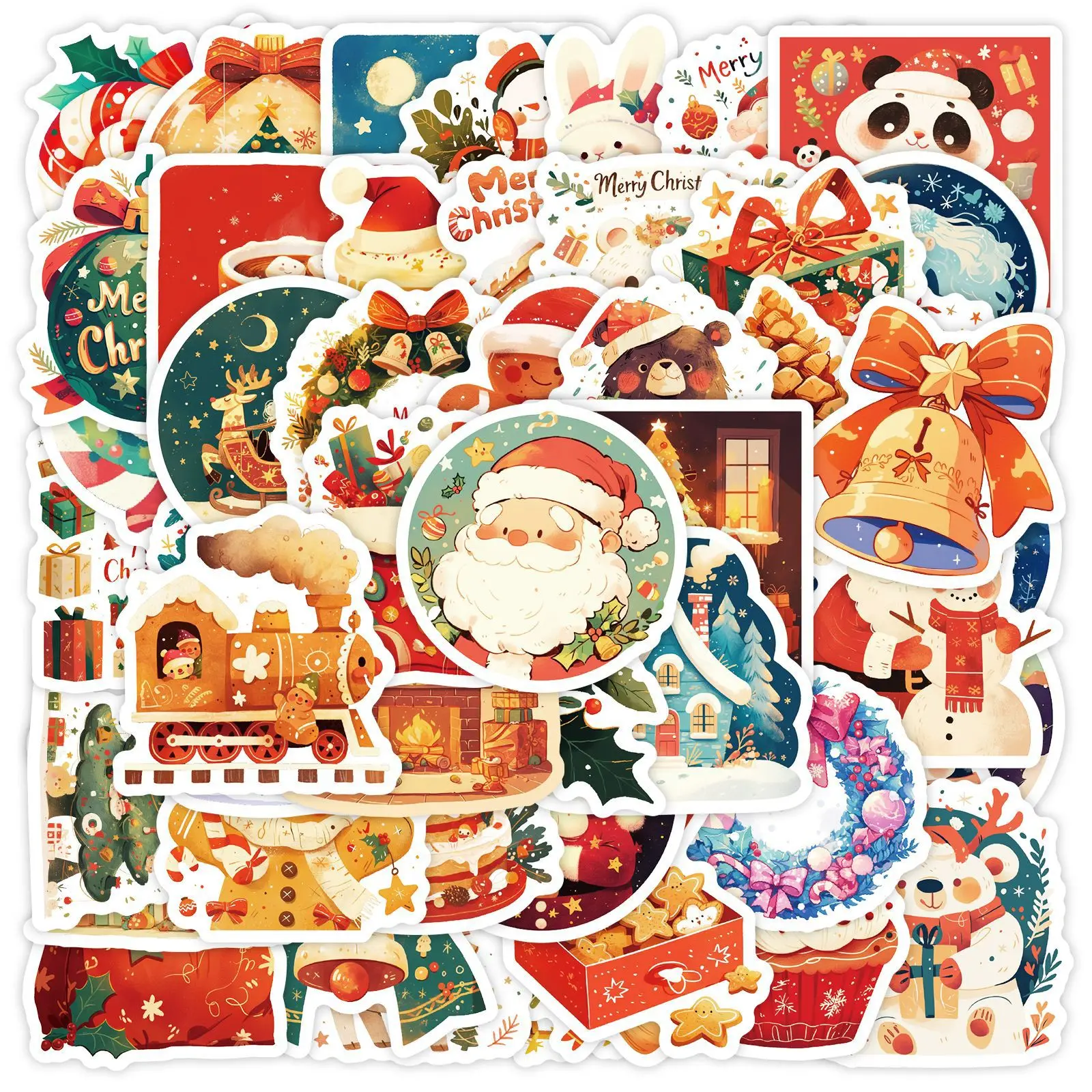 Description Picture 2 of item50pcs Cross-border Christmas Graffiti Stickers Suitable for Helmet Desktop Wall Decoration DIY Sticker Package Wholesale