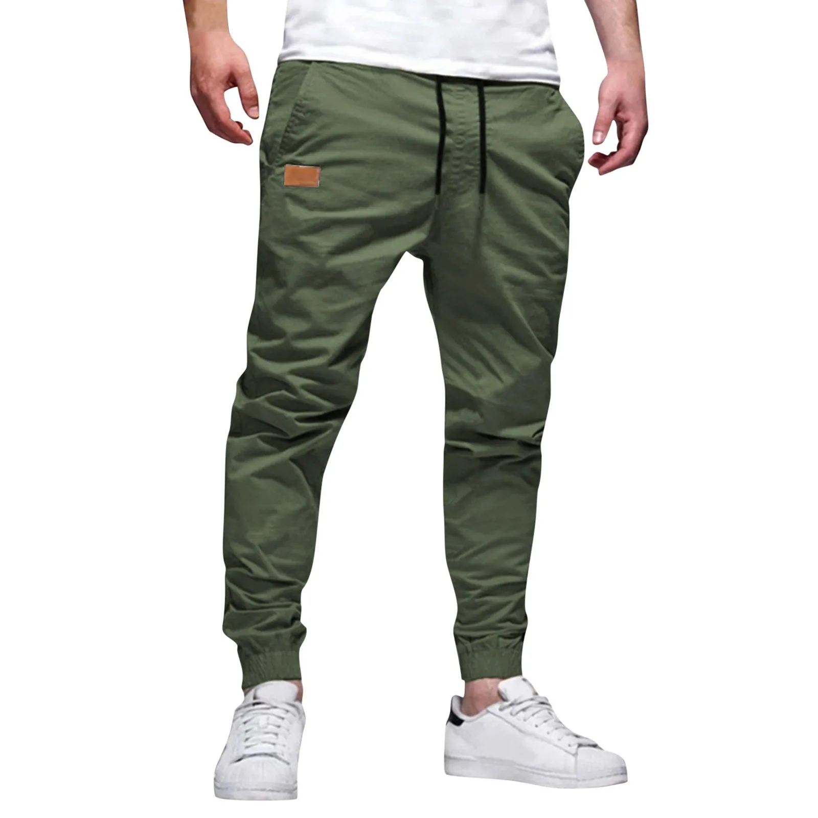 Mens Solid Color Elastic Waist Sweatpant With Pockets Spring Autumn Outdoor Sports Jogger Trousers men pants