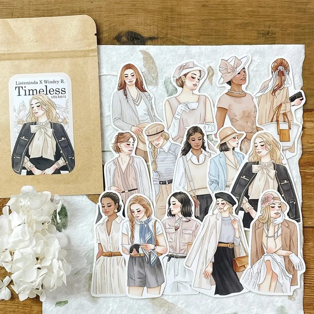 Windry R. X Listeninda Timeless Girl Sticker Set for Card Making DIY Scrapbooking Plan Decorative Stickers