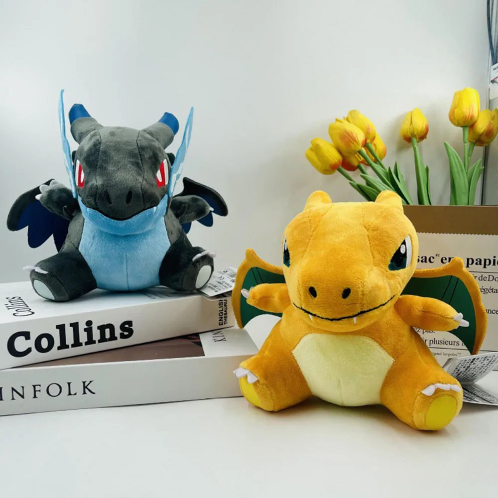 20Cm Cute Pokemon Yellow Blue Charizard Doll Kawaii Q Version Mega Xy Version Toy Regalo Per Bambini Ornamenti Da Camera Da Letto Da Collezione