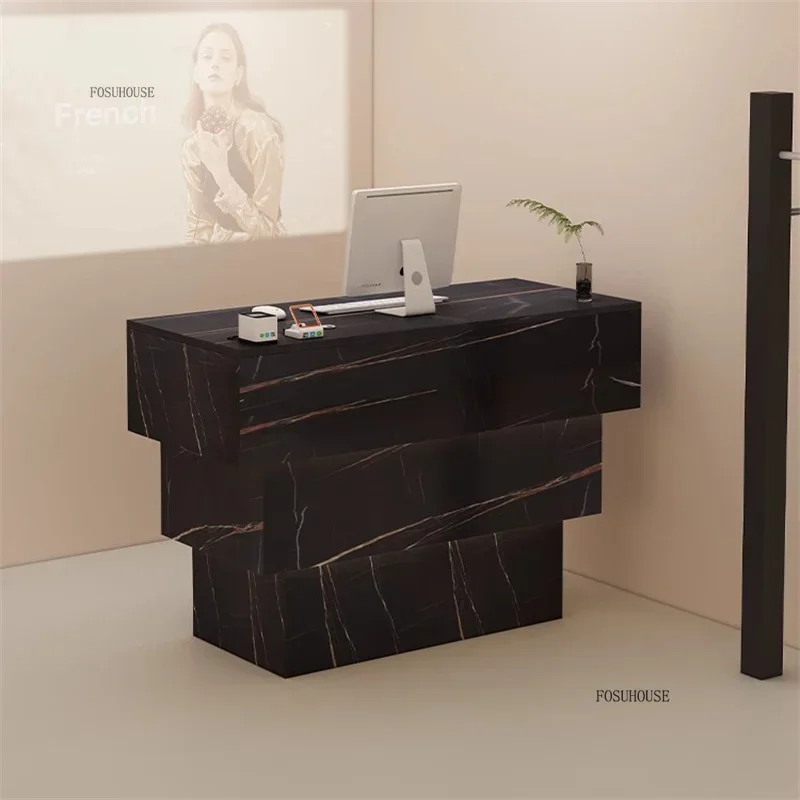 Clothing Store Cream Style Checkout Counter Hotel High-end Front Desk Nordic Reception Desk Light Luxury Shop Service Counter