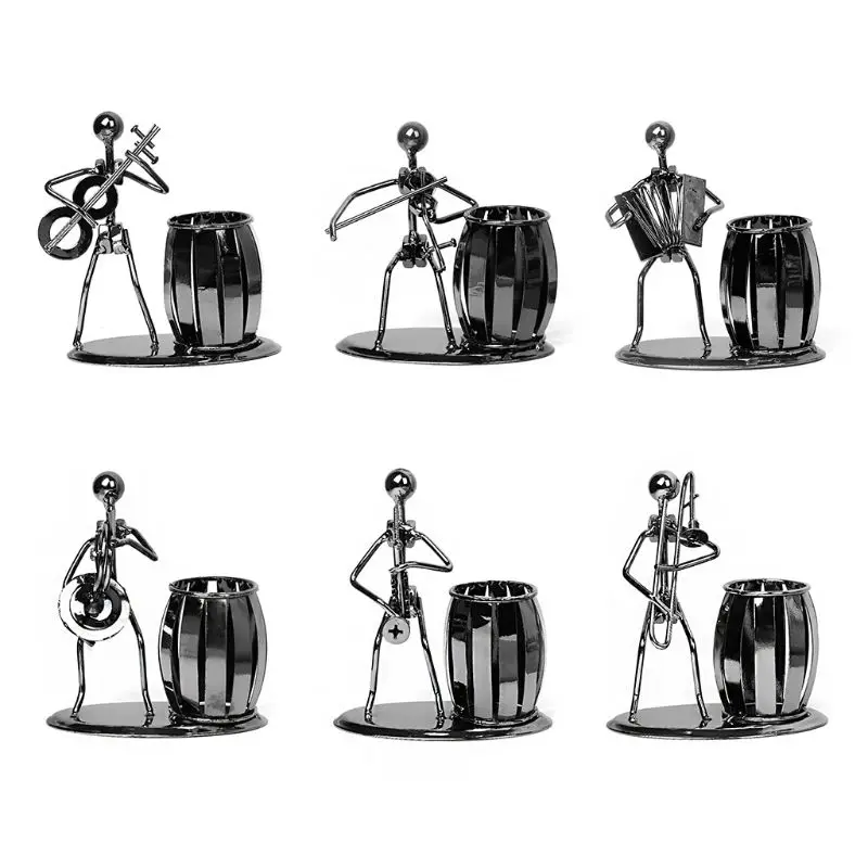 

Metal Wrought Iron Music Player Musician Pen Pencil Holder Desktop Storage Pot