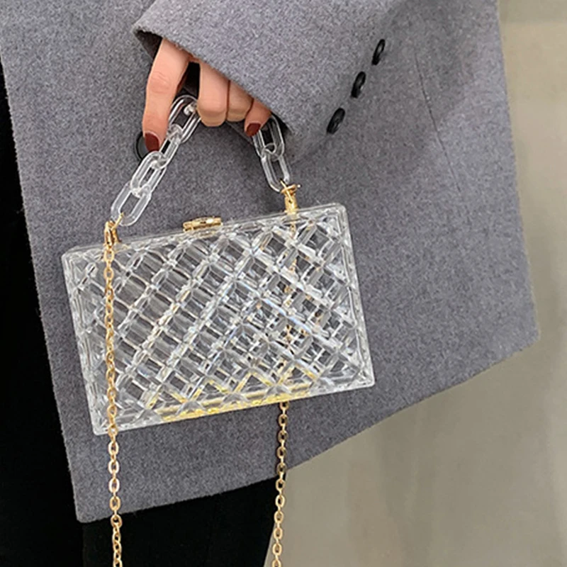 Clear Pearls Beaded Bags for Women Handbags Ladies Phone Bag Purse Elegant  Transparent Acrylic Beading Shoulder Crossbody Bags