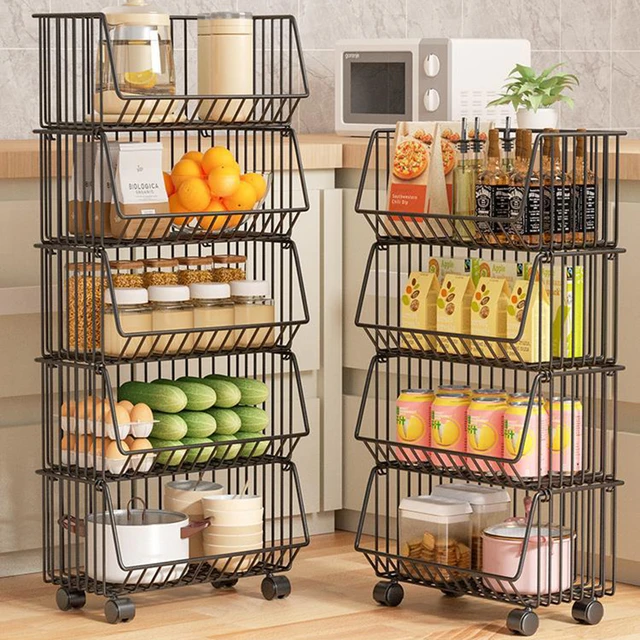 Kitchen Tool Rotating Storage Shelves Rack Metal Multi Layer Removable  Basket Shelf Organizer Rolling Wheels Rolling Carts - AliExpress