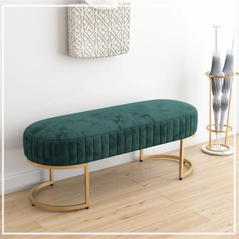 

Nordic Soft Velvet Bed Footrest Ottoman Living Room Furniture Home Bedroom Luxury Pouf Bench Entrance-hall Shoes Stool B