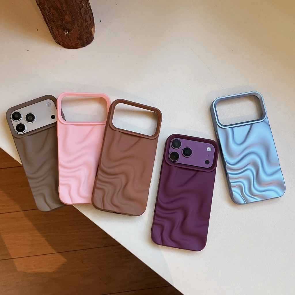 Premium Minimalist Matte 3D Water Ripple Pattern Phone Case