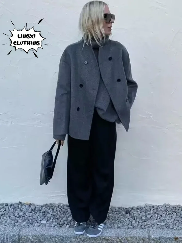 여성용 따뜻한 모직 코트, 스트리트 스타일 세트 재킷, 하이 스트리트 여성 패션, 레트로 스타일, 템퍼러먼트 코트, 겨울 신상 