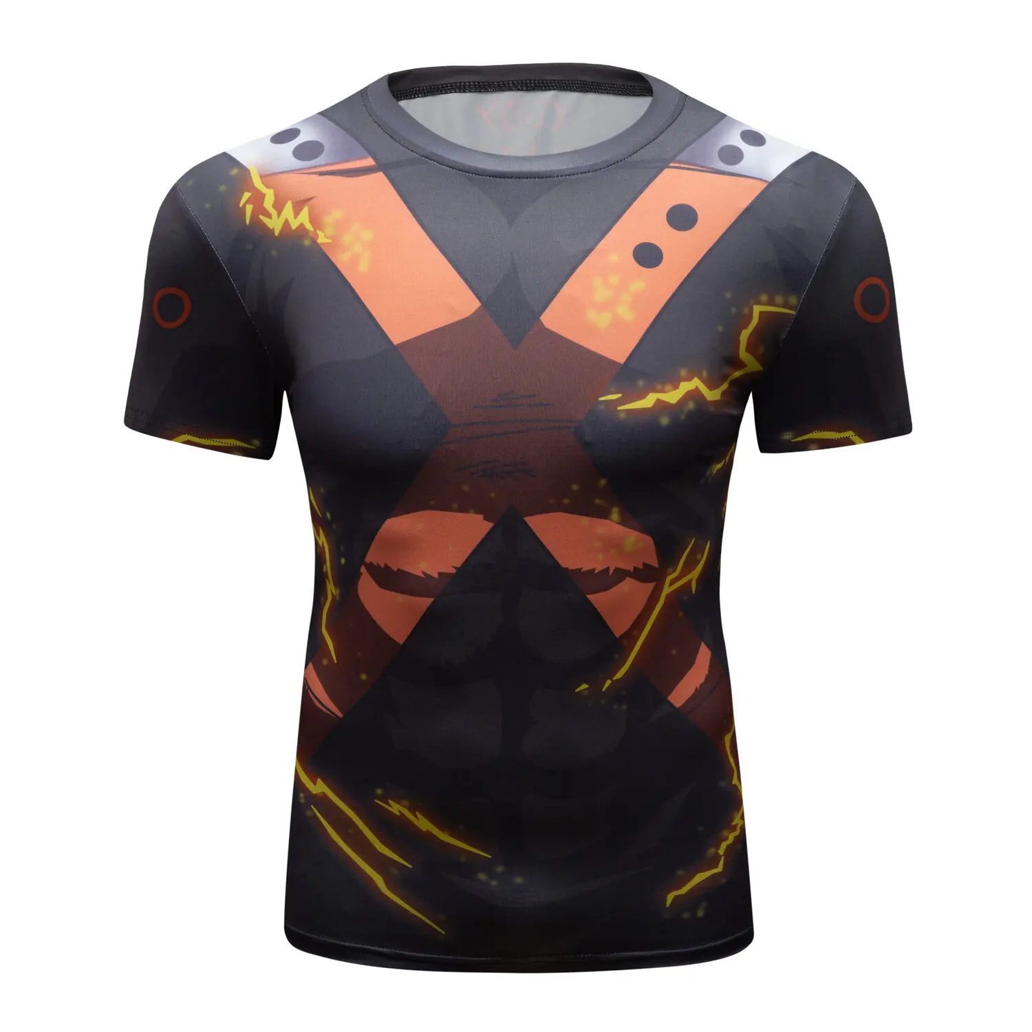 

Men's Compression Shirts Short Sleeve Print Breathable Shirt Fitness Running Sports Training Fashion Baselayer Tee（211459）